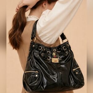 JIMMY CHOO Black Patent Leather Riki Tote